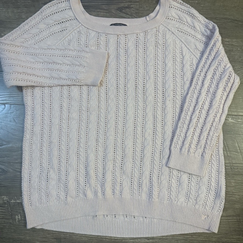 American Eagle Outfitters Sweater Women's Size L Light Pink  Lace Cable‎ Knitted